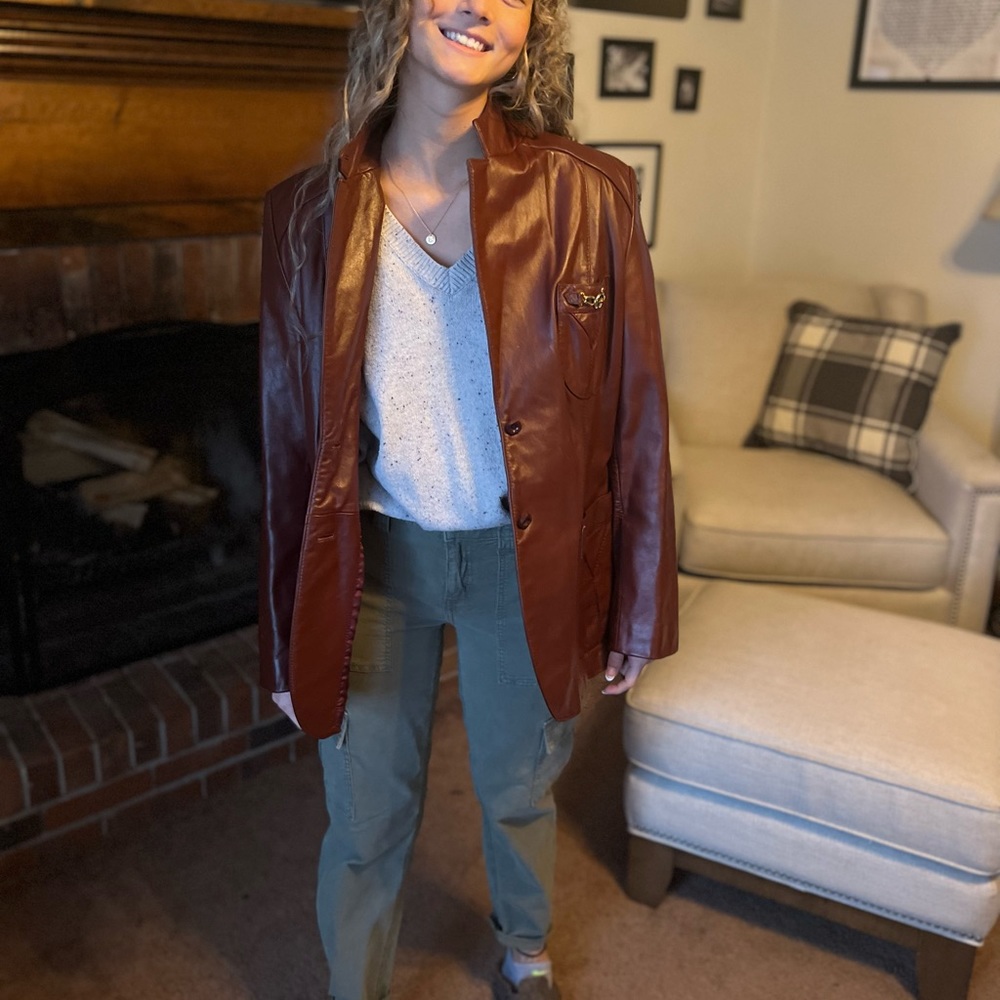Vintage Red Leather Coat